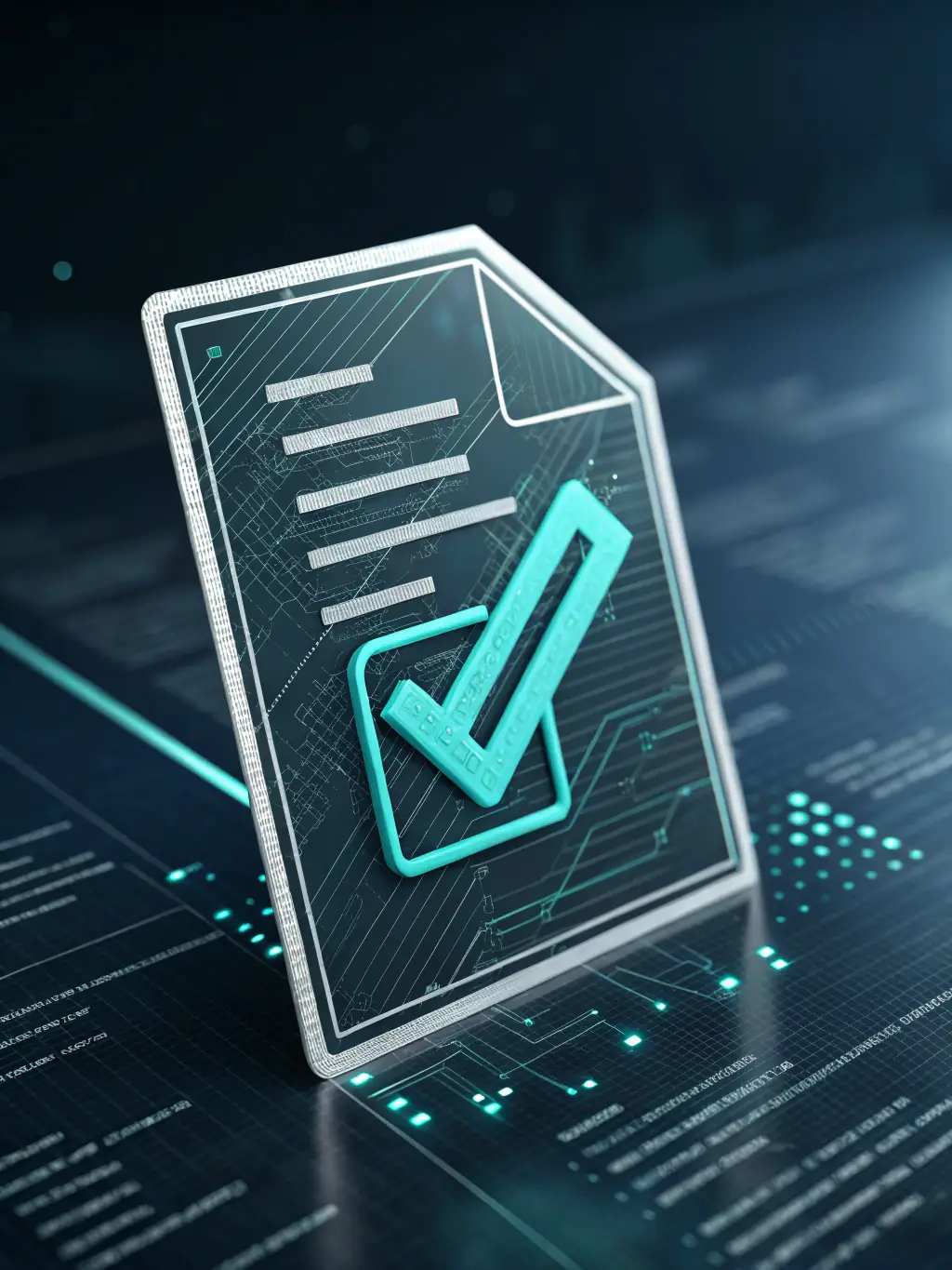 An icon representing error reduction, with a checkmark overlaying a document, symbolizing accuracy and compliance.